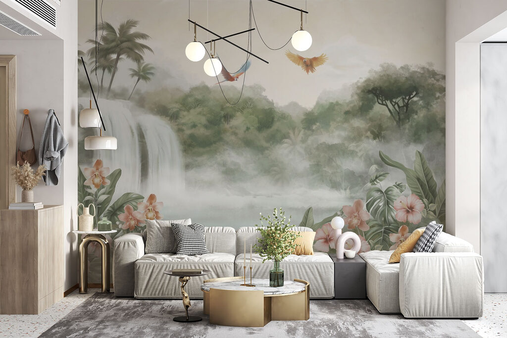Waterval tussen tropische vogels — interieur 4