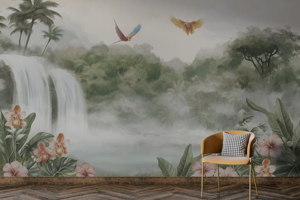Waterval tussen tropische vogels — interieur 5