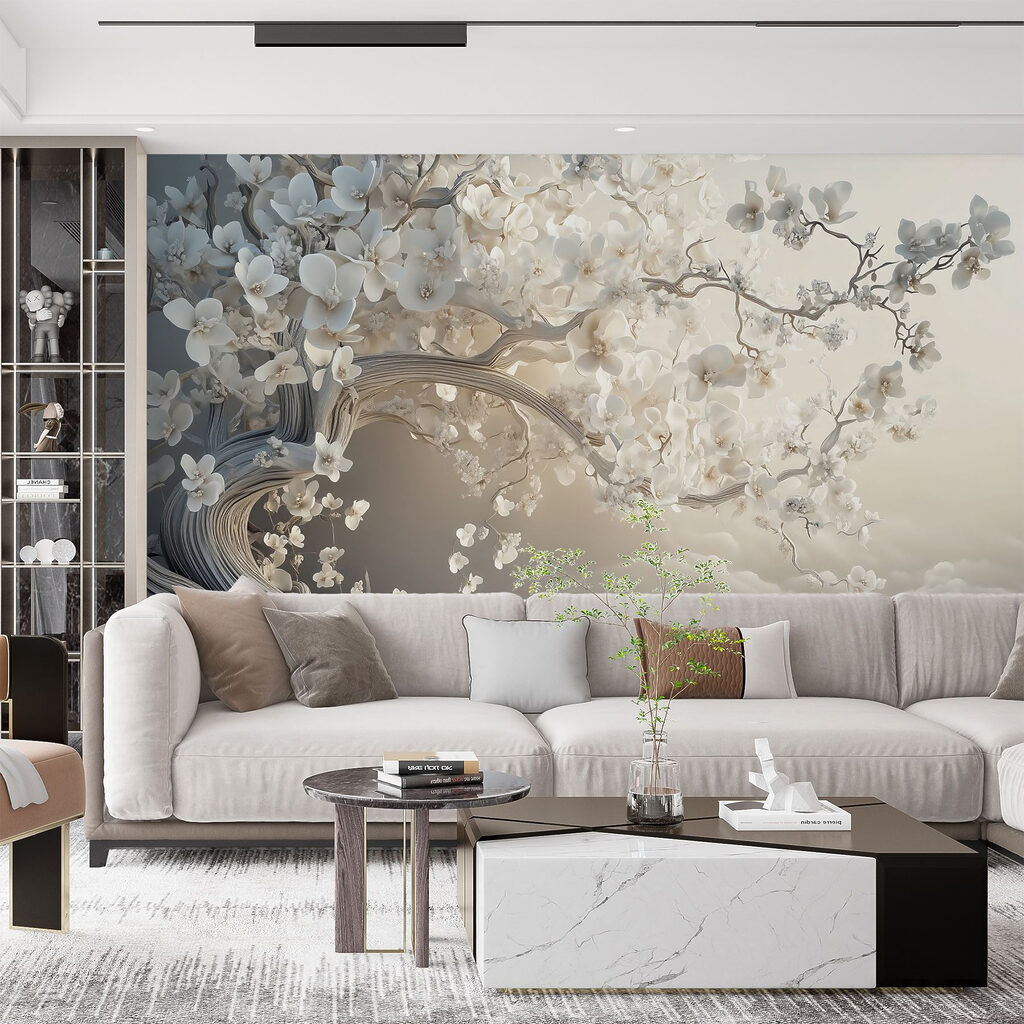Bloesemboom boven zachte golven — interieur 6