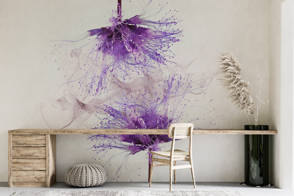 Paarse bloemen met paarse spetters — interieur 3