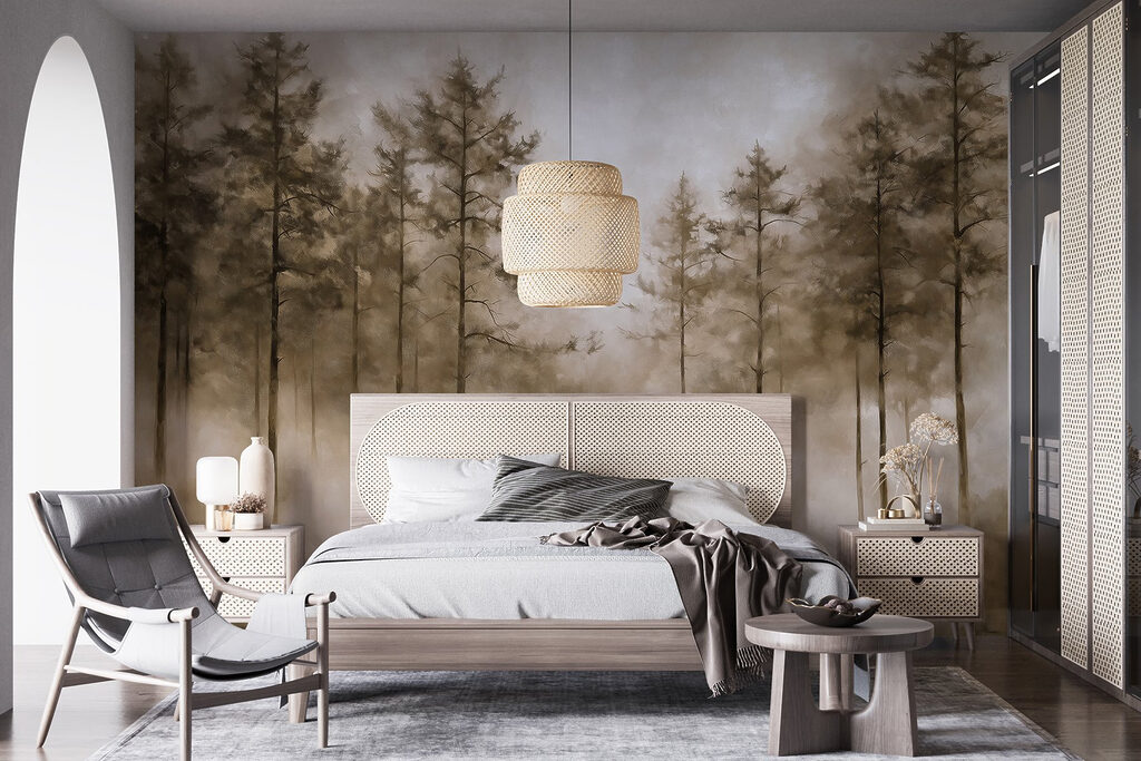 Mistig bos met bomen — interieur 1