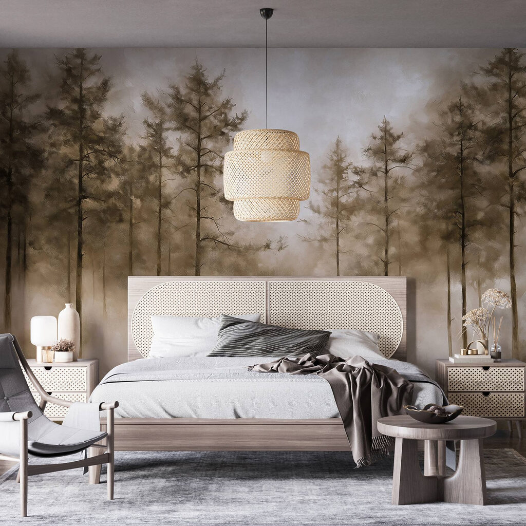 Mistig bos met bomen — interieur 2