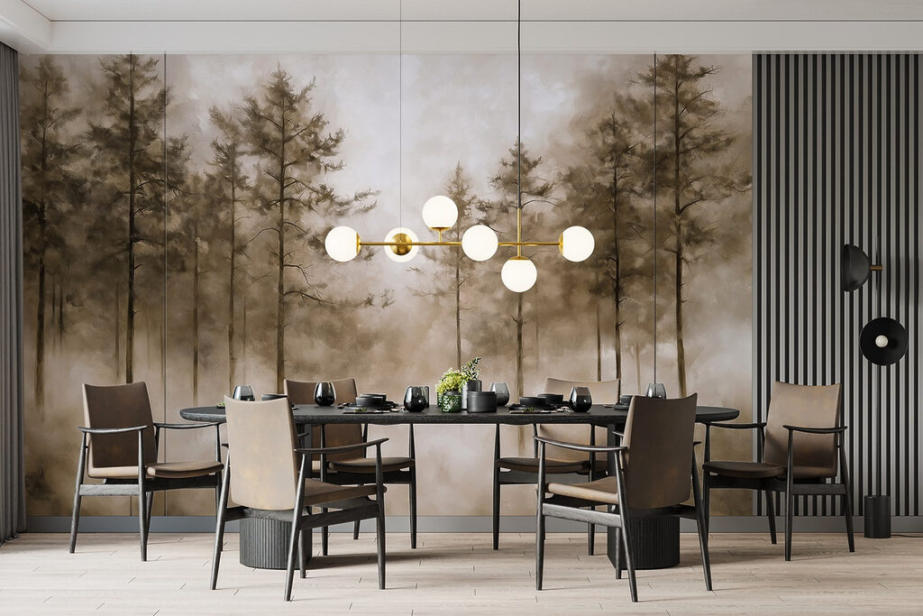 Mistig bos met bomen — interieur 3