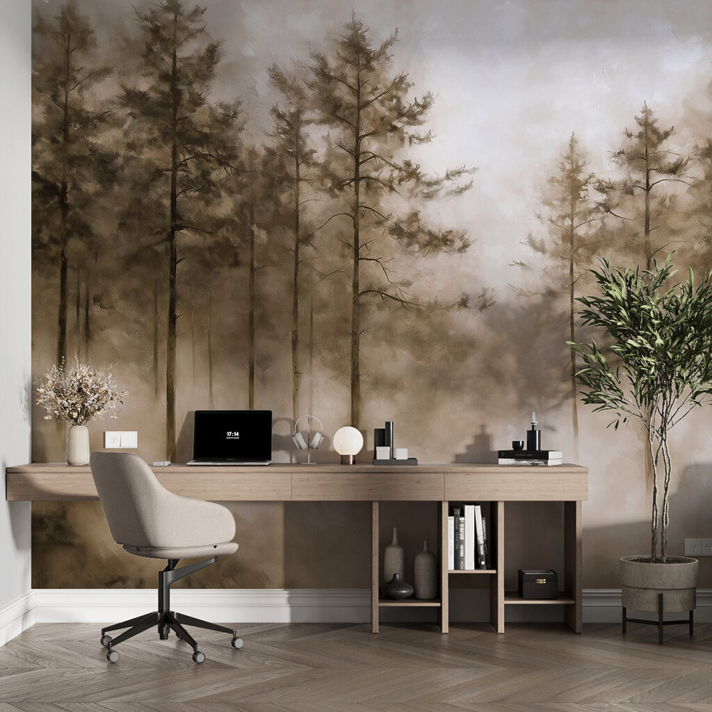 Mistig bos met bomen — interieur 5