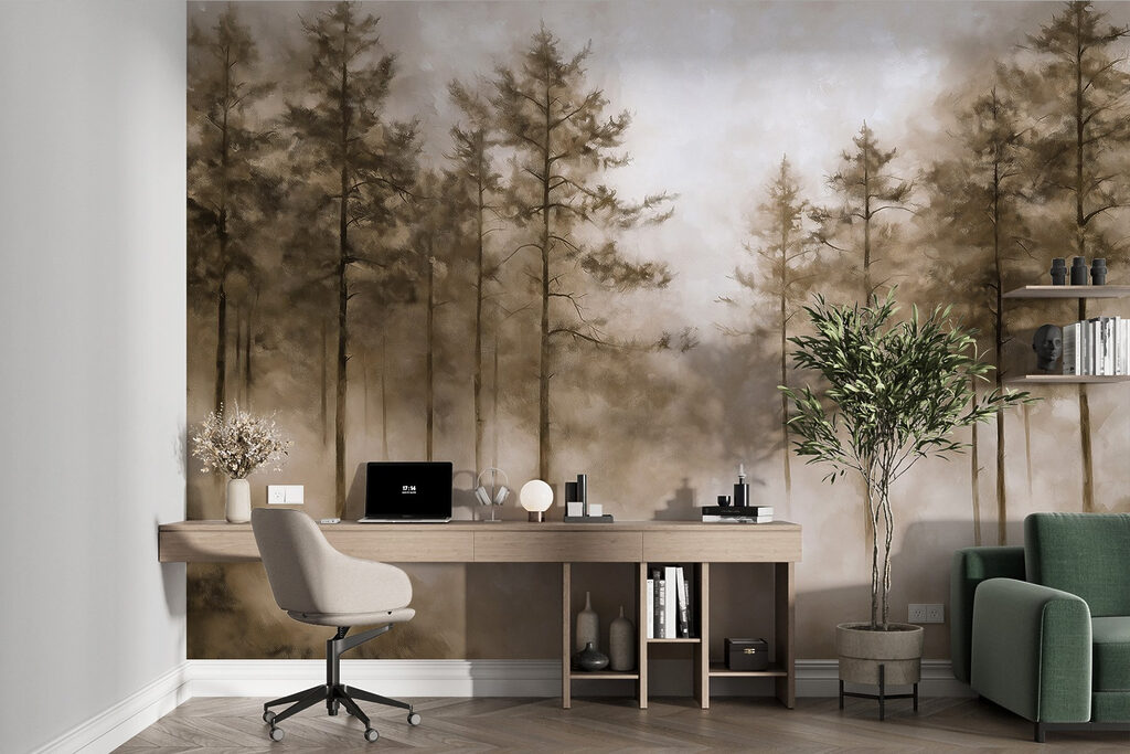 Mistig bos met bomen — interieur 6