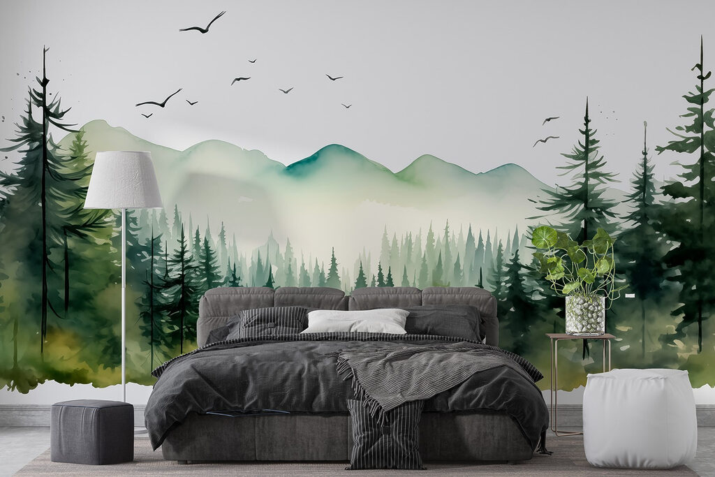 Vogelvlucht boven een dennendal — interieur 2