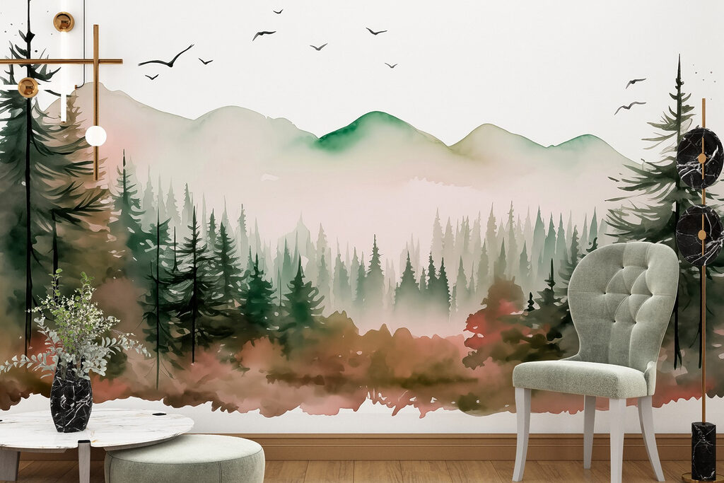 Vogelvlucht boven een dennendal — interieur 3