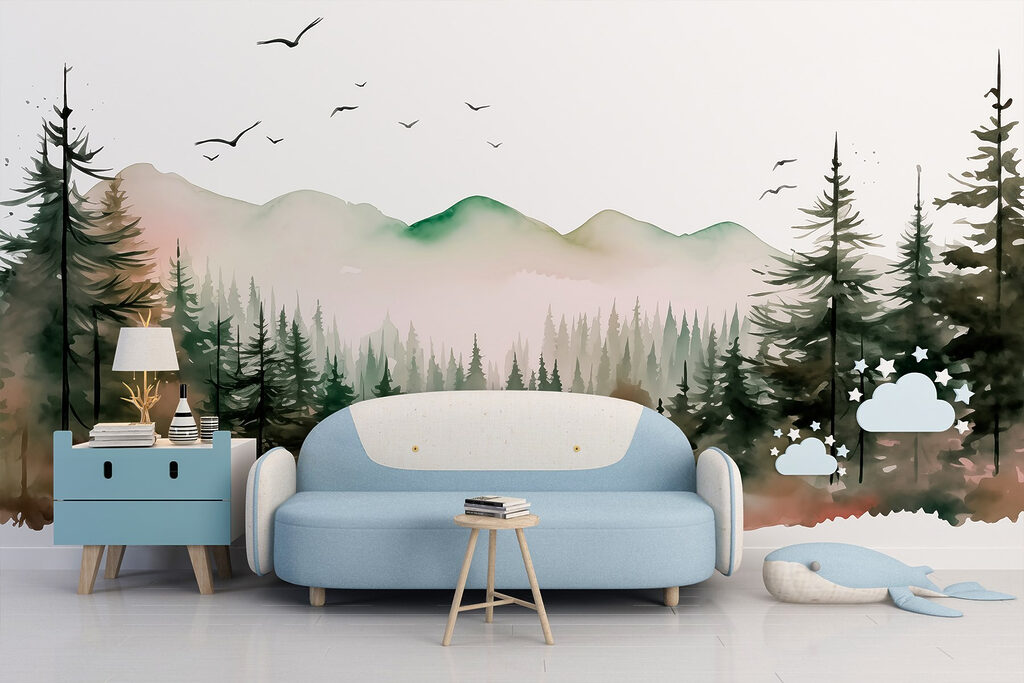 Vogelvlucht boven een dennendal — interieur 4
