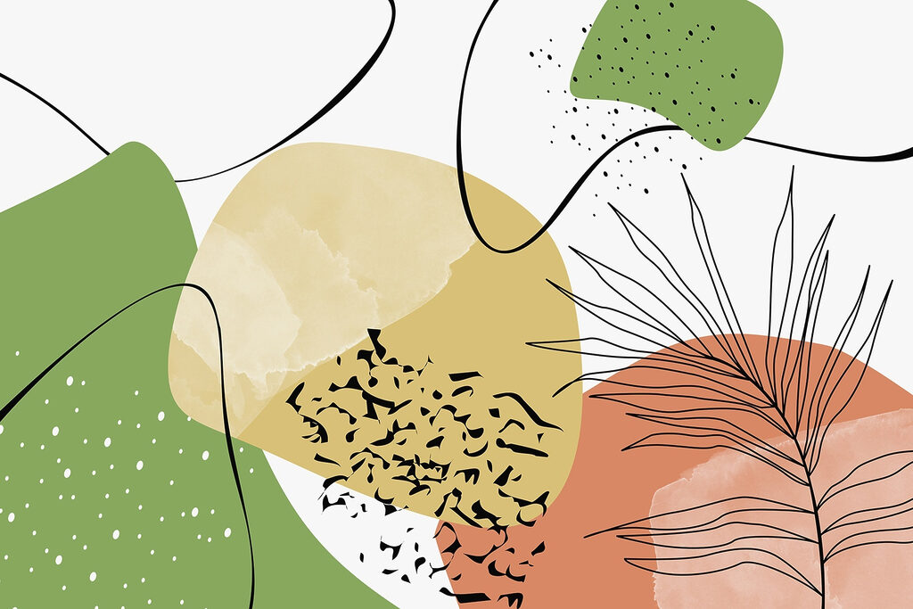 Groene vlakken met palmcontouren — volledig ontwerp