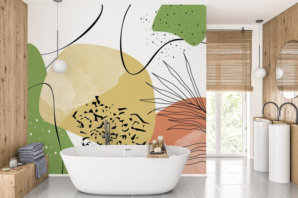 Groene vlakken met palmcontouren — interieur 2