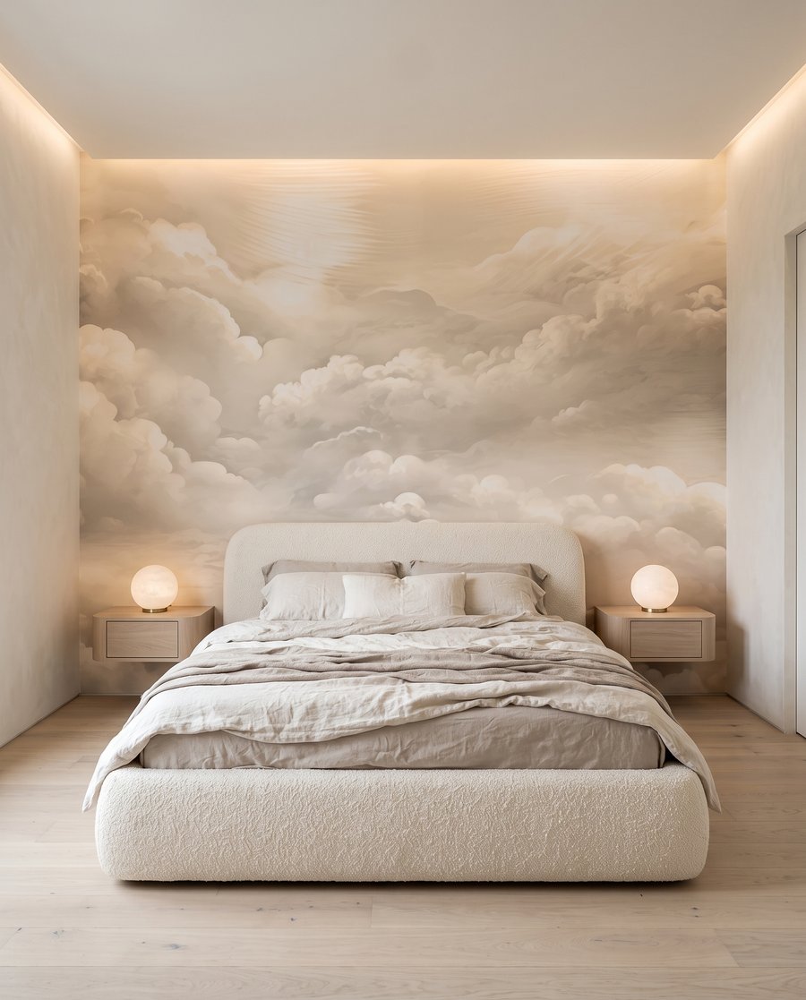 Wolken rondom zacht zonlicht in een interieur