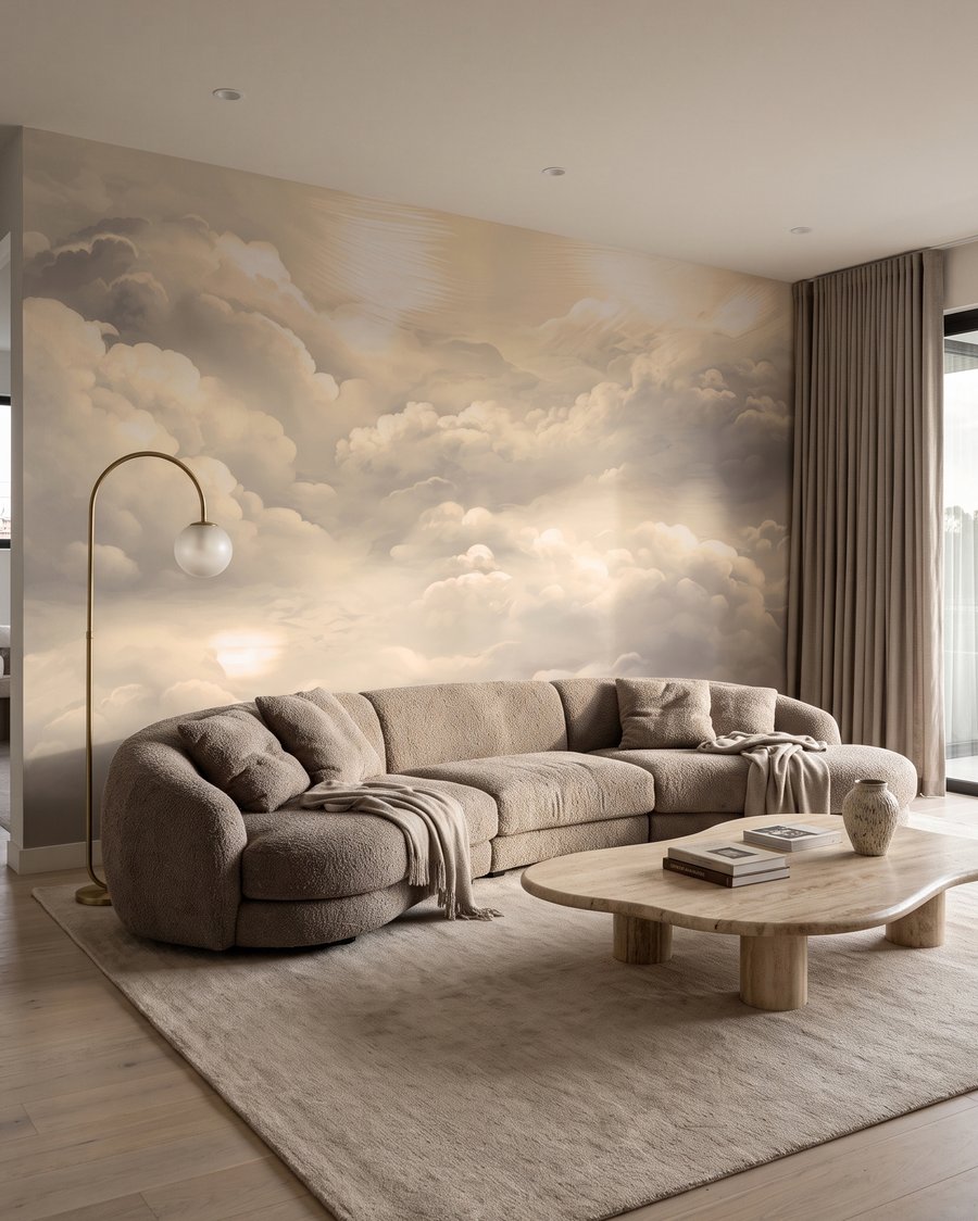 Wolken rondom zacht zonlicht in een interieur