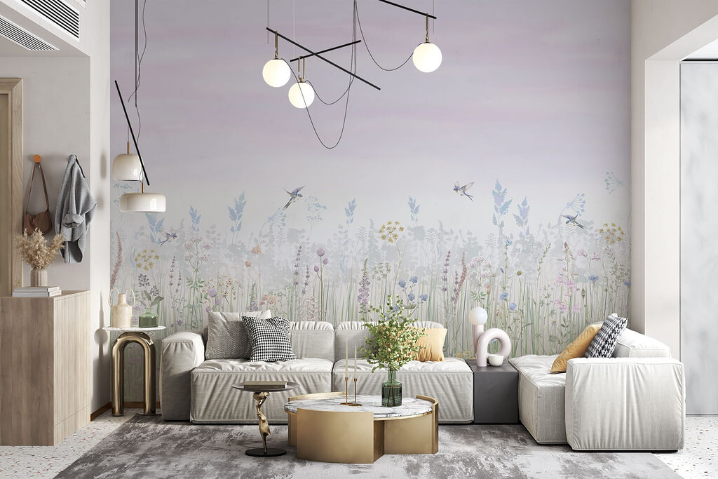 Bloemenweide onder lila lucht — interieur 3