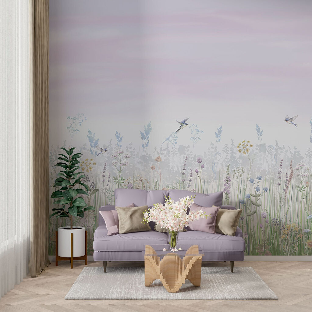 Bloemenweide onder lila lucht — interieur 4