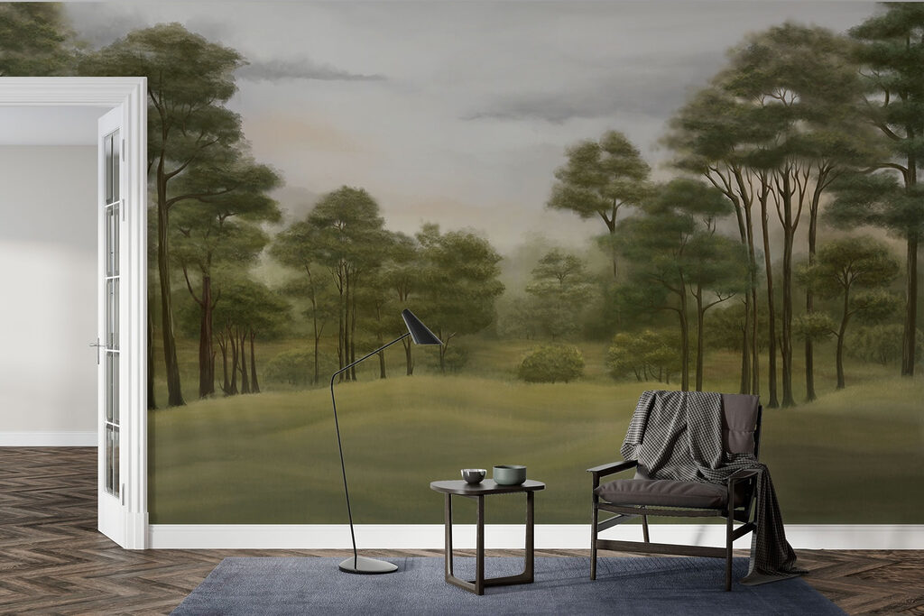 Groene dennen, glooiend land — interieur 3