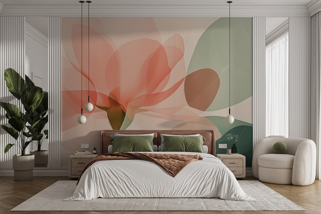 Transparante bloem in koraalroze — interieur 1