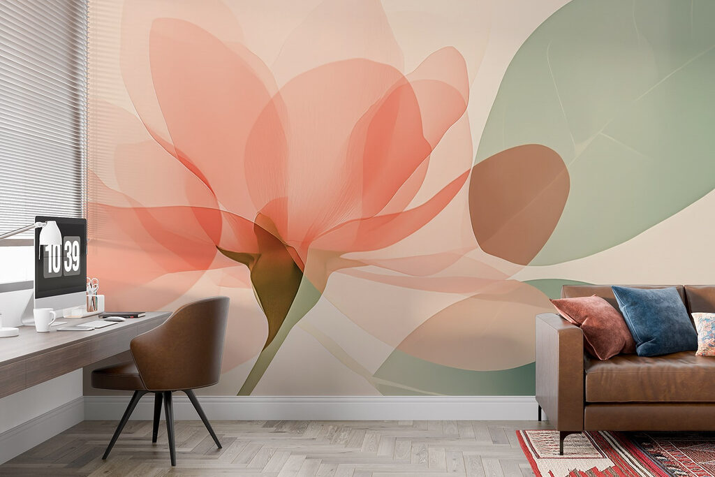 Transparante bloem in koraalroze — interieur 3