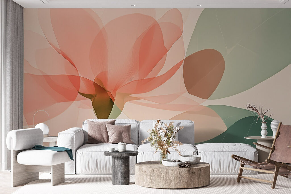 Transparante bloem in koraalroze — interieur 5