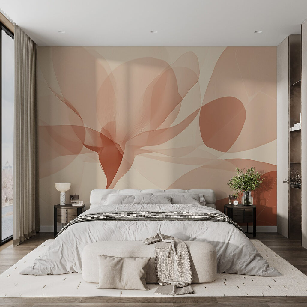 Roestrode bladeren in licht — interieur 2
