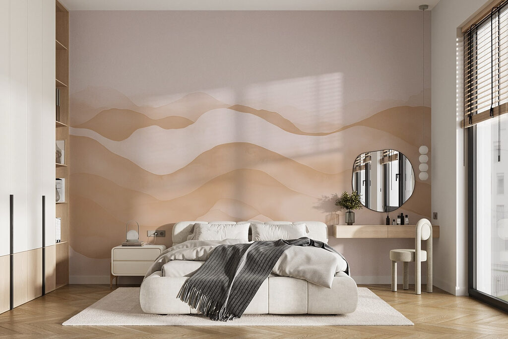 Bruine en witte golven in een interieur