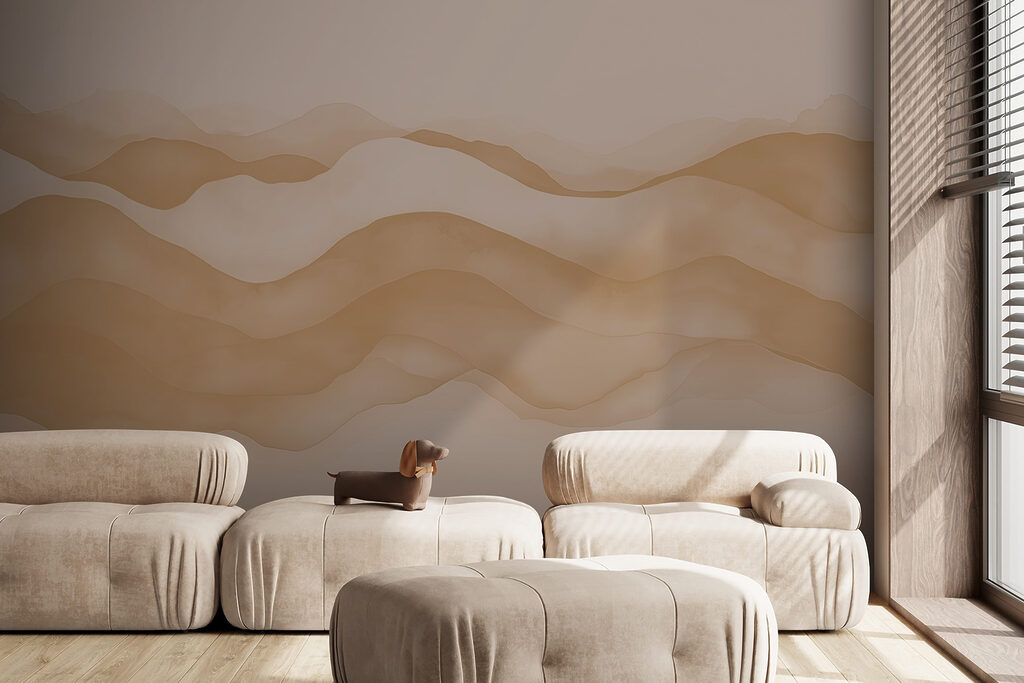 Zandkleurige duinen op roze — interieur 4