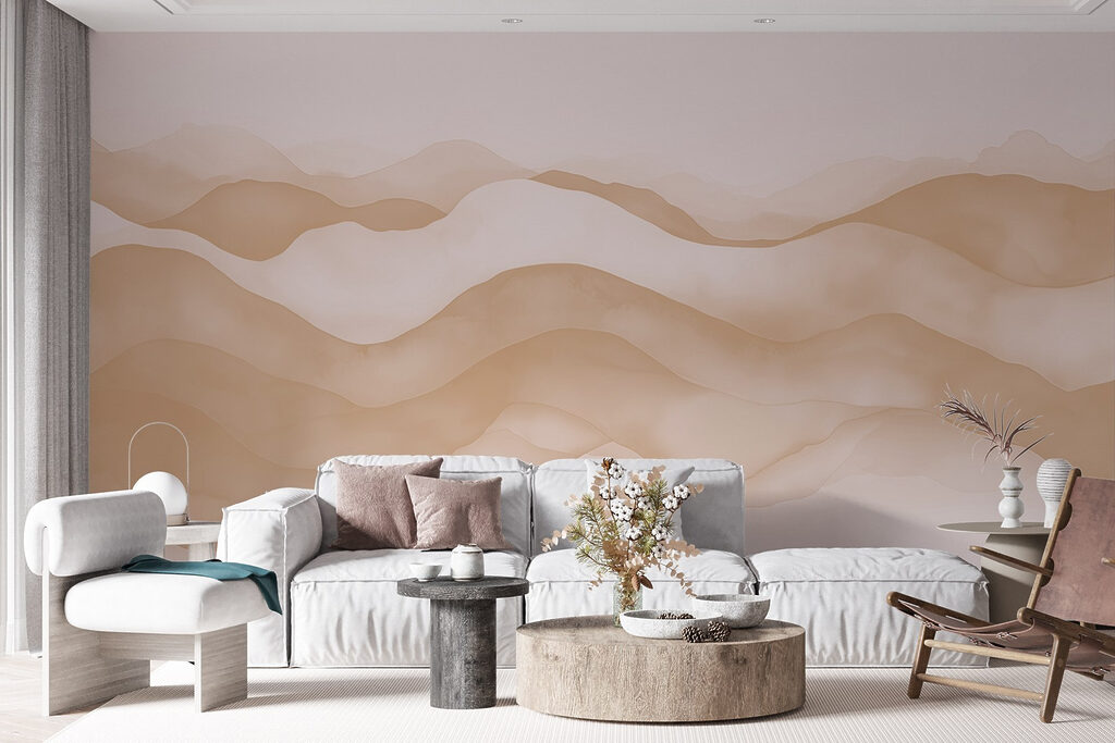 Zandkleurige duinen op roze — interieur 5