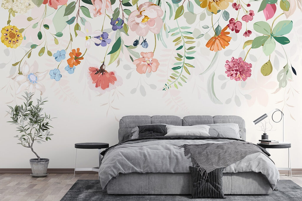 Kleurrijke bloemen dalen neer — interieur 1
