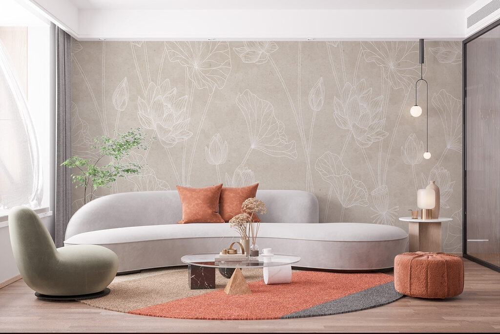 Witte bloemen fijn omlijnd — interieur 2