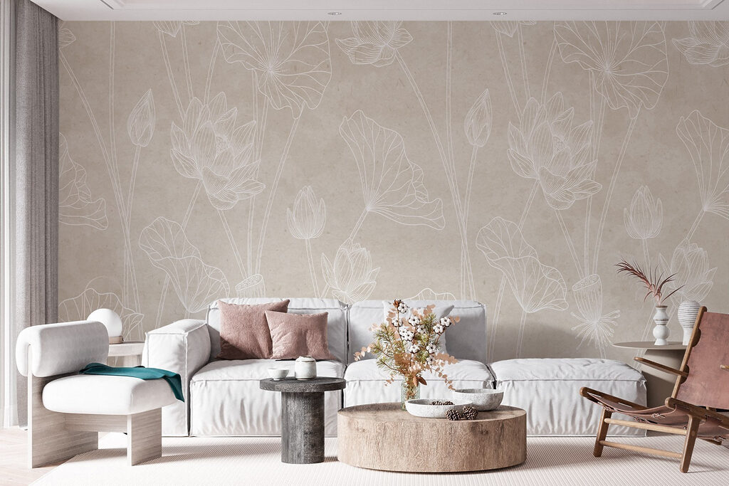 Witte bloemen fijn omlijnd — interieur 3