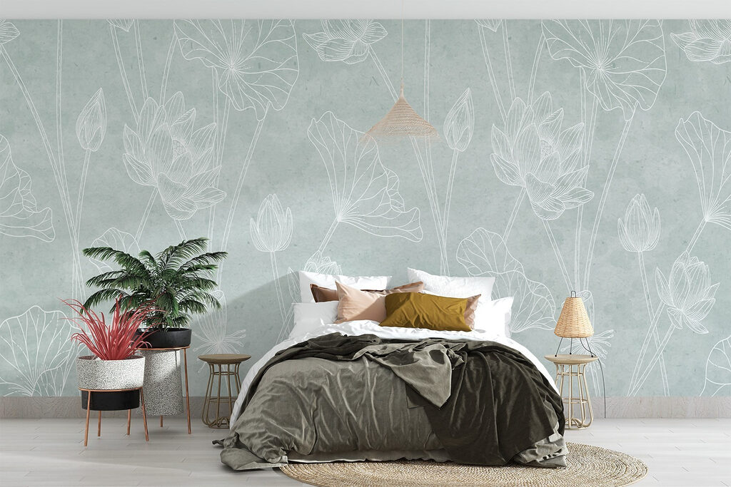 Witte bloemen fijn omlijnd — interieur 1
