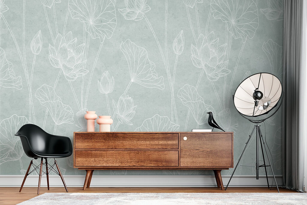 Witte bloemen fijn omlijnd — interieur 2