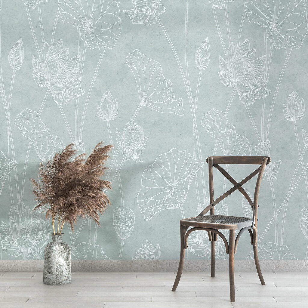 Witte bloemen fijn omlijnd — interieur 3