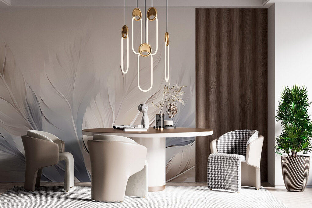 Groep witte en grijze veren — interieur 2