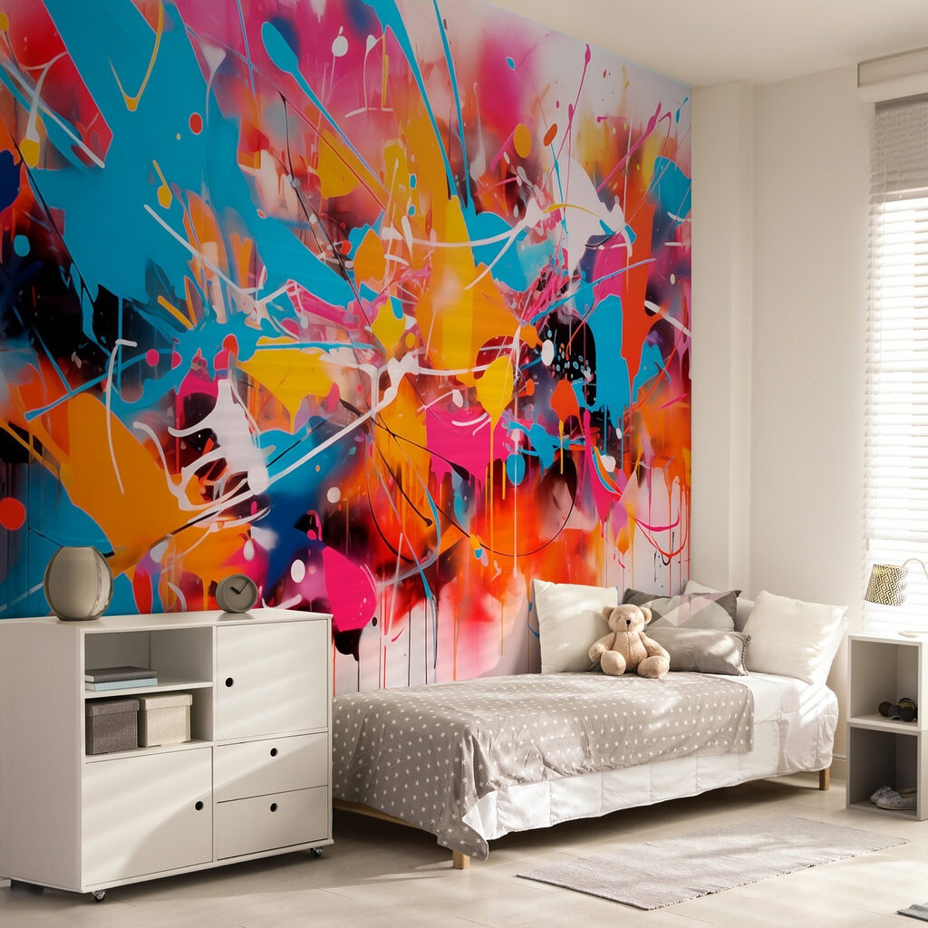 Kleurige spatten met verfdraden — interieur 2