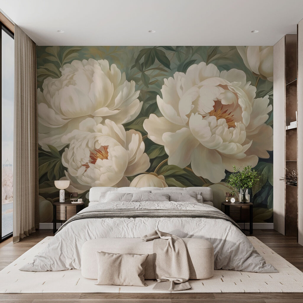 Delicate bloemen in een zachte omhelzing in een interieur