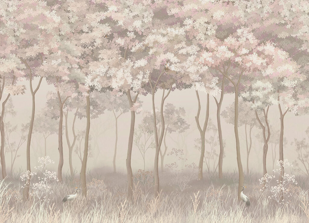 Licht bos vol bloesem — volledig ontwerp