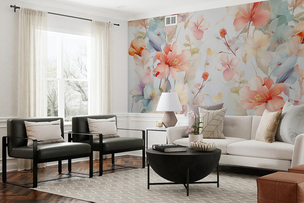 Bloementuin in zachte tinten — interieur 2