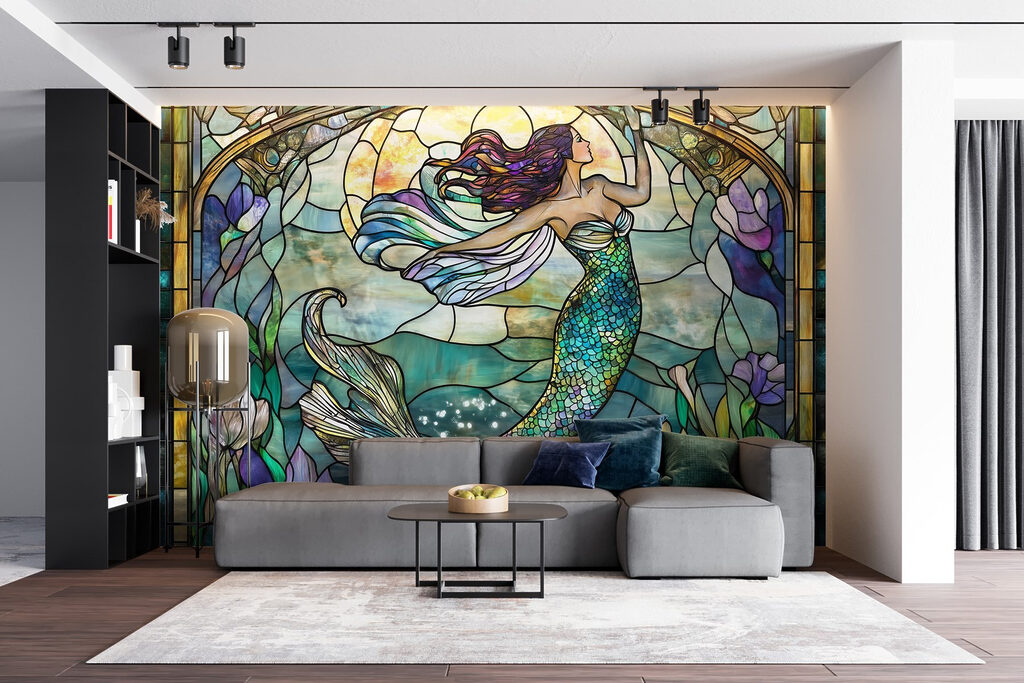 Zeemeermin in kleurrijk glasmozaïek — interieur 4
