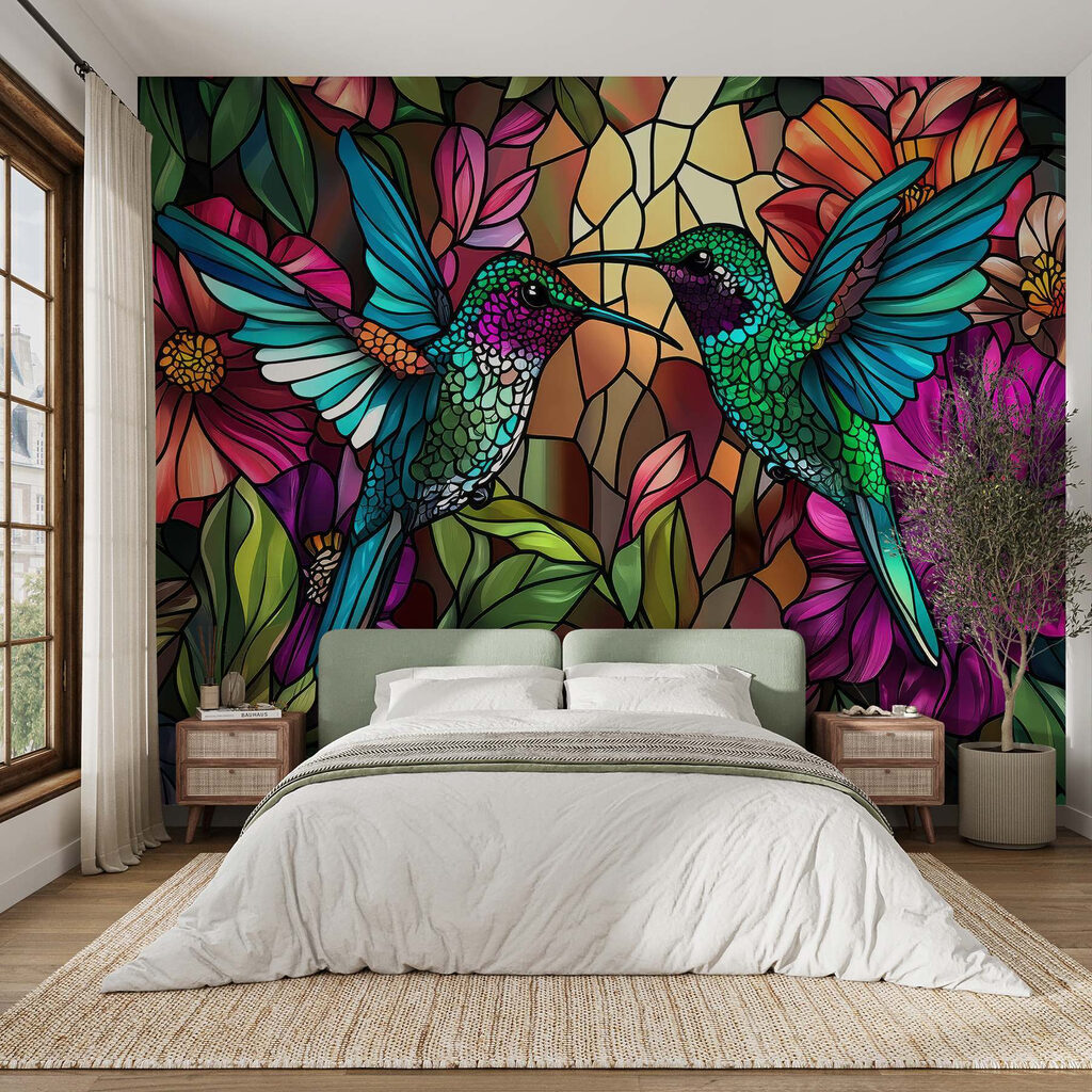 Kolibries tussen kleurige bloemen — interieur 2