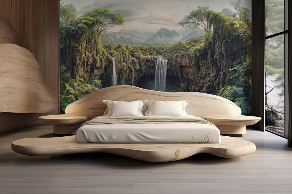 Waterval tussen beboste rotsen — interieur 1