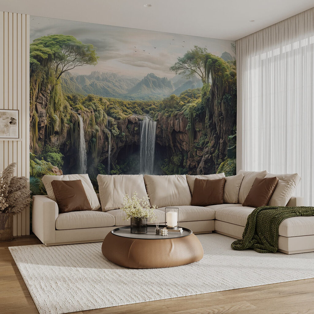 Waterval tussen beboste rotsen — interieur 2