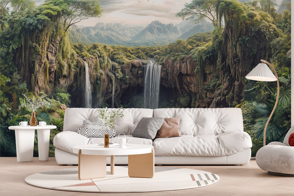 Waterval tussen beboste rotsen — interieur 3