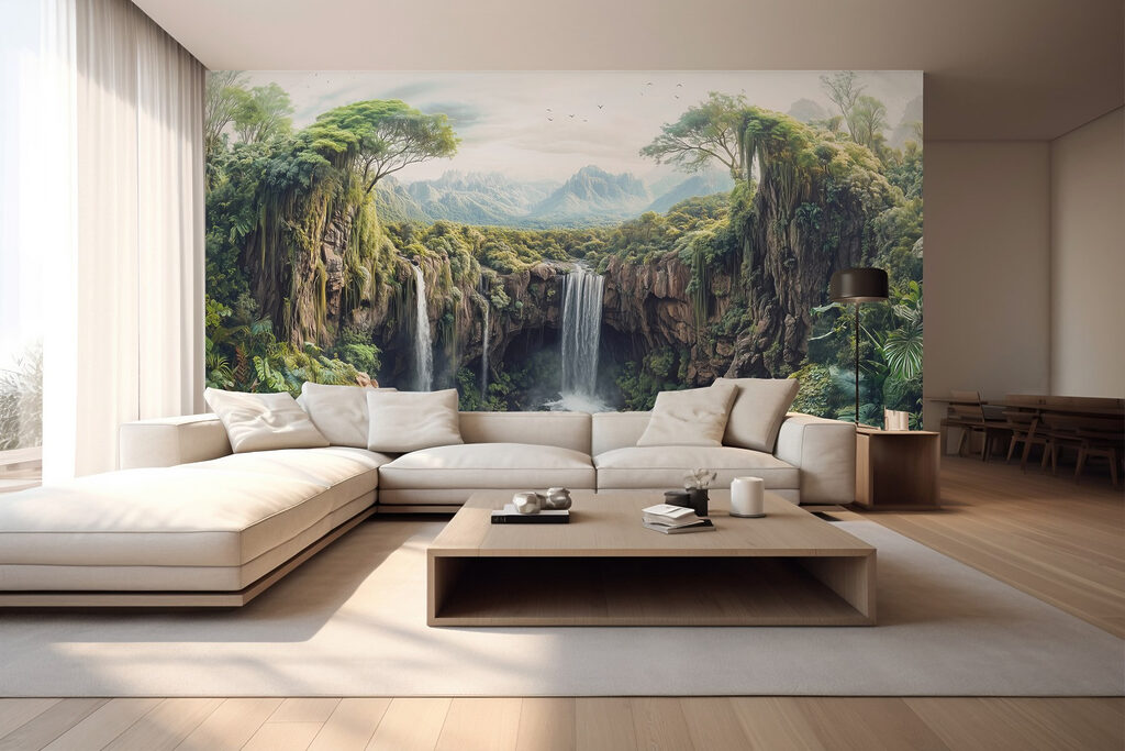 Waterval tussen beboste rotsen — interieur 5