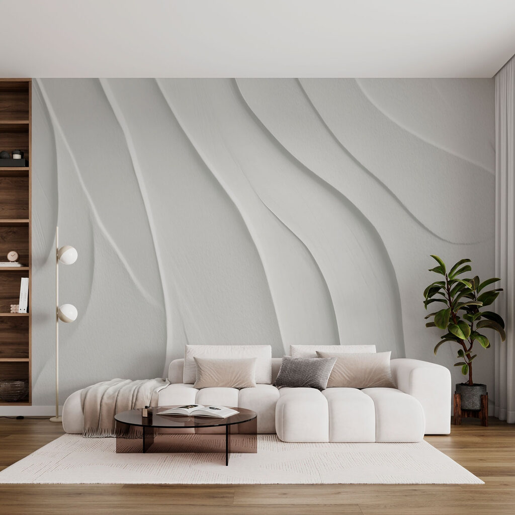 Wit oppervlak met golvende lijnen in een interieur
