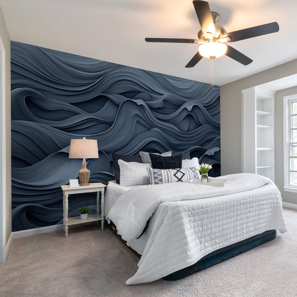 Donkerblauwe golven in lagen — interieur 1