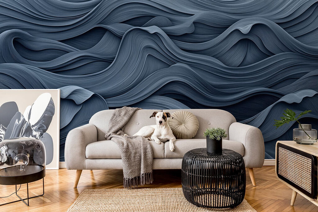 Donkerblauwe golven in lagen — interieur 2