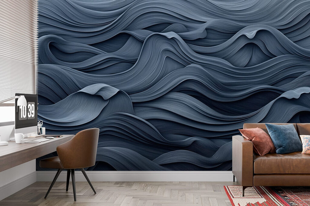 Donkerblauwe golven in lagen — interieur 3