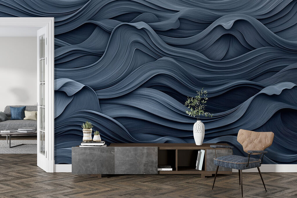 Donkerblauwe golven in lagen — interieur 4