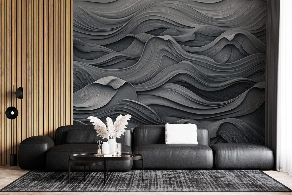 Grijs en wit golvend patroon — interieur 3
