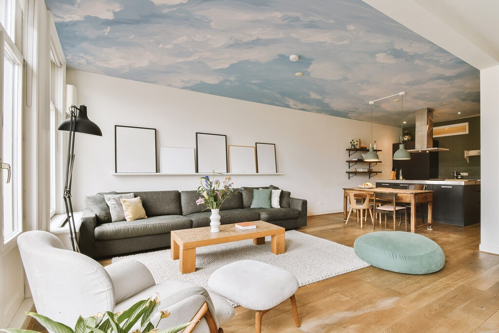 Blauwe lucht met wolken — interieur 6